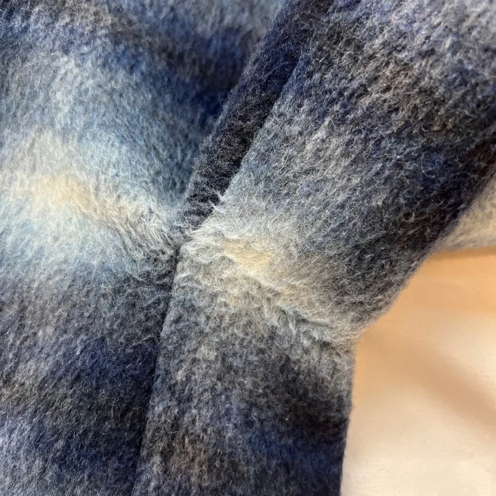 Kate Spade‎ Dorothy Blue Check/Plaid Wool Blend Coat With Bow Accent